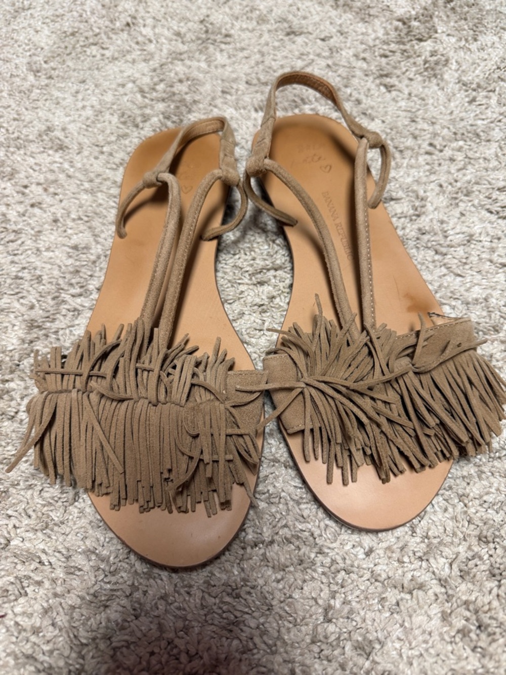 Banana Republic Tan Fringe Leather Slingback Sandals - Picture 2 of 6